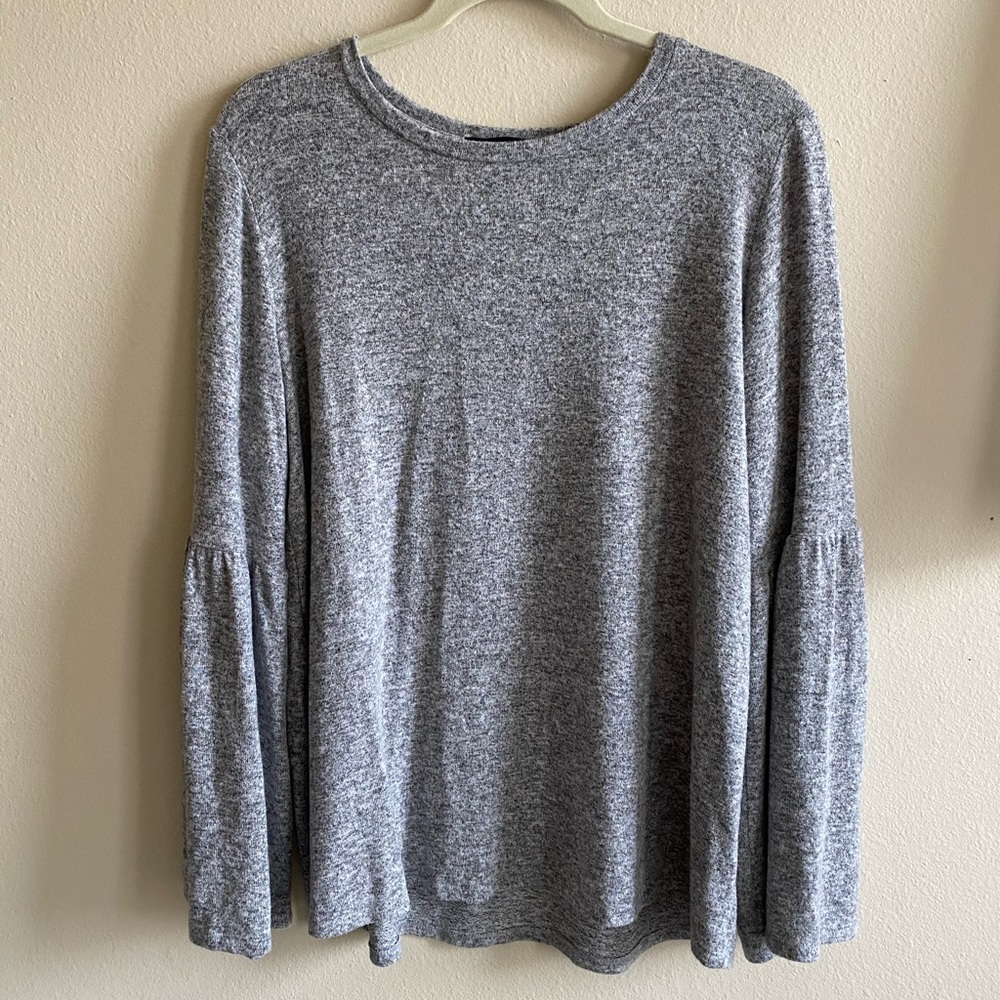 Grey Bell-Sleeve Soft Top